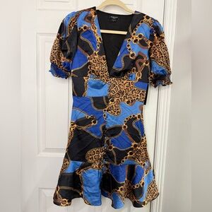 Marciano Blue and Black Chain Print Mini Dress